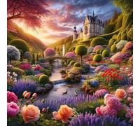 Puzzle per Adulti 120 pezzi, puzzle per adulti Intrattenimento Creativo, puzzles 120 pezzi per adulto Gioco impegnativo Puzzles per Bambini (Paesaggio del castello di fiori)