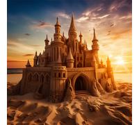 Puzzle per Adulti 120 pezzi, puzzle per adulti Intrattenimento Creativo, puzzles 120 pezzi per adulto Gioco impegnativo Puzzles per Bambini (Tramonto sul castello di sabbia)