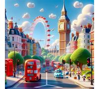 Puzzle Per Adulti 200 pezzi, puzzle per adulti Intrattenimento Creativo, puzzles 200 Pezzi per adulto Gioco impegnativo Puzzles(Strade di Londra in stile cartone animato)