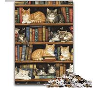 Puzzle per adulti 2000 Gatto sulla libreria Giochi educativi Decorazione per la casa Regalo di compleanno, Regali per età 14+ 70x100cm