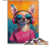 Puzzle per adulti 2000 pezzi Chihuahua che ascolta musica aiuta il cervello a esercitare giocattoli avvincenti per coltivare la pazienza interazione genitore-figlio 70x100cm