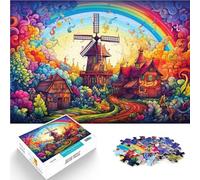 Puzzle per Adulti 2000 pezzi Città del Mulino a Vento Arcobaleno per Regali di Puzzle Regali per Amici e Famiglia 27,56 "x 39,37"