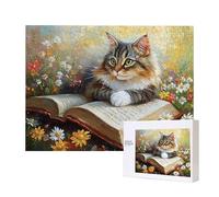 Puzzle per Adulti 2000 Pezzi, Libri Gatti si Incastra Perfettamente Lettere sul Retro Senza Polvere, Idea Regalo per Uomini Donne e Anziani, Puzzle di Legno per la Decore di Interni E-631