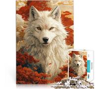 puzzle per adulti 2000 pezzi Lupo bianco con fiori rossi Fatto di cartone per età pari o superiore a 14 anni Giochi educativi fai da te perché è ideale come regalo per tutta la famiglia