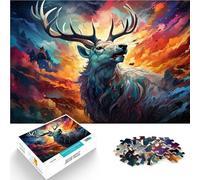 Puzzle per adulti 2000 pezzi Pittura di alce colorata Giocattoli di intrattenimento per la famiglia Regali di Babbo Natale Segreto 27,56 pollici x 39,37 "per adolescenti da 14 anni e oltre