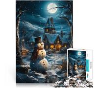 Puzzle per adulti 2000 pezzi pupazzo di neve di notte Fatto di cartone da 14 anni in su Gara di velocità a mano Regali di compleanno di Natale misurare：70x100cm