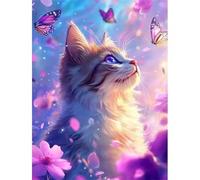 Puzzle per Adulti 2000 Pezzi, Puzzles 2000 pezzi adulti Gatto Farfalla Viola, Giochi Educativo e Giocattoli Sfida, puzzle impossibile, puzzles Decorazione Famiglia
