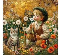 Puzzle Per Adulti 20x20 cm,120 pezzi puzzle per adulti, Regalo DIY Puzzles, Collezione Educativo Classico Creativo puzzles - Paesaggio con ragazzo tarassaco