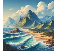 Puzzle Per Adulti 28x28 cm,200 pezzi puzzle per adulti, Regalo DIY Puzzles, Collezione Educativo Classico Creativo puzzles - Paesaggio montano sul mare