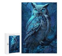 Puzzle Per Adulti 300 PCS Blue-Eyed Forest Owl Puzzle Per Adulti Puzzle Difficile Sfida Difficile E Sfida Rompicapo Giochi Per Famiglie 300 PCS