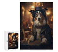 Puzzle Per Adulti 300 PCS Border Collie in The Pub Puzzle Per Adolescenti Giochi Per Famiglie Difficile Difficile Per È Ideale Come Regalo 300 PCS