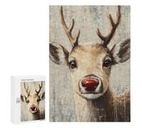 Puzzle Per Adulti 300 PCS Christmas Rudolph Reindeer Art Print Puzzle Per Adolescenti Taglio Di Precisione Difficile E Stimolante Regali Di Compleanno E Unici 300 PCS