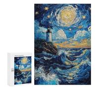 Puzzle Per Adulti 300 PCS Lighthouse Under Starry Sky Puzzle Per Adulti Giochi Rilassanti Analisi E Logica Regali Unici Per Compleanno E Natale 300 PCS
