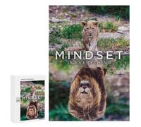 Puzzle Per Adulti 300 PCS Lion Mindset Is Everything Puzzle Per Adolescenti Antistress Sfida Educativa Regali Di Natale E Compleanno 300 PCS