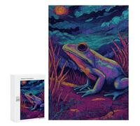 Puzzle Per Adulti 300 PCS Neon Frog in Night Scene Puzzle Per Adolescenti Taglio Di Precisione Difficile E Stimolante Regali Di Compleanno E Unici 300 PCS