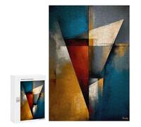 Puzzle Per Adulti 300 PCS Puzzle Abstract Angular Structure - Blue, Gold & Red Geometry Puzzle Per Adulti Gioco Per Famiglie Regali Per Donne Per Compleanno, Natale 300 PCS