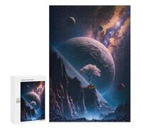 Puzzle Per Adulti 300 PCS Puzzle Alien Planet with Pink Tree Puzzle Per Adulti Gioco Rompicapo Analisi E Logica Interazione Genitore-figlio 300 PCS