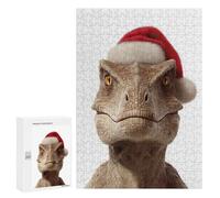 Puzzle Per Adulti 300 PCS Puzzle Christmas Dinosaur with Santa Hat Puzzle Gioco Rompicapo Ma Divertente E Umoristico È Ideale Come Regalo 300 PCS
