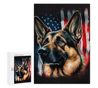 Puzzle Per Adulti 300 PCS Puzzle German ShepherdUSA Flag Puzzle Gioco Rompicapo Un'opera D'arte Regali Di Compleanno E Unici 300 PCS