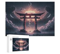 Puzzle Per Adulti 300 PCS Puzzle Japanese Torii Gate with Lightning Strikes Puzzle Gioco Rompicapo Un'opera D'arte Regali Di Compleanno E Unici 300 PCS