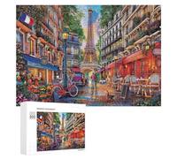 Puzzle Per Adulti 300 PCS Puzzle Parisian Charm A Cozy Street Scene with Eiffel Tower View Puzzle Gioco Rompicapo Un'opera D'arte Regali Di Compleanno E Unici 300 PCS