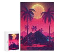 Puzzle Per Adulti 300 PCS Puzzle Synthwave Sunset Melodies Puzzle Per Adulti Gioco Rompicapo Analisi E Logica Interazione Genitore-figlio 300 PCS