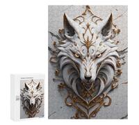 Puzzle Per Adulti 300 PCS Puzzle White And Gold Wolf Head Ornament Puzzle Gioco Rompicapo Un'opera D'arte Regali Di Compleanno E Unici 300 PCS