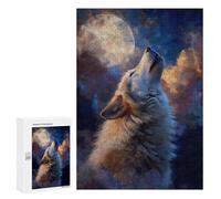Puzzle Per Adulti 300 PCS Puzzle Wolf Howling at The Moon Painting Puzzle Giochi Divertenti Ma Divertenti E Umoristici Regali Unici Per Compleanno E Natale 300 PCS