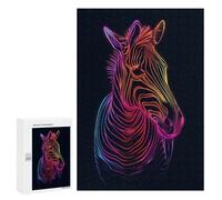 Puzzle Per Adulti 300 PCS Puzzle Zebra Animal Neon Puzzle Gioco Rompicapo Ma Divertente E Umoristico È Ideale Come Regalo 300 PCS