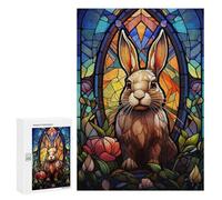 Puzzle Per Adulti 300 PCS Rabbit Bunny Stained Glass Puzzle Per Adolescenti Giochi Per Famiglie Difficile Difficile Per È Ideale Come Regalo 300 PCS