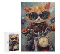 Puzzle Per Adulti 300 PCS Rider Cat Biker Style -1 Puzzle Per Adolescenti Taglio Di Precisione Difficile E Stimolante Regali Di Compleanno E Unici 300 PCS