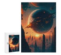 Puzzle Per Adulti 300 PCS Space Cityscape with Orbital Ring Puzzle Per Adulti Gioco Rompicapo Regali Per Donne Regali Per Amici E Familiari 300 PCS
