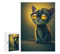 Puzzle Per Adulti 300 PCS Stylish Kitten in Sunglasses Puzzle Per Adolescenti Giocattolo Decorazione Da Parete Modello Da Assemblare Regali Per Amici E Familiari 300 PCS