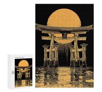 Puzzle Per Adulti 300 PCS Torii Gate with Rising Sun Illustration Puzzle Per Adulti Giochi Rilassanti Regali Per Donne Regali Per Amici E Familiari 300 PCS