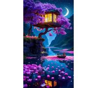 Puzzle per Adulti 300 Pezzi Fiume Fiori Luna Puzzle Difficile, Sviluppa Capacità di Osservazione, Logica e Manualità Puzzle 300 Pezzi 40x28 cm