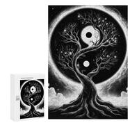 Puzzle per adulti, 300 pezzi, nero e bianco, Yin Yang Space Tree, puzzle antistress per adulti, analisi e logica, regalo di compleanno, idea regalo, 300 pezzi