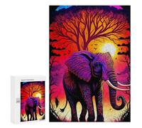 Puzzle per adulti, 300 pezzi, per ragazzi, enchanted Elephant Sunset puzzle, giocattolo decorazione da parete, modello di interazione genitore-figlio, 300 pezzi