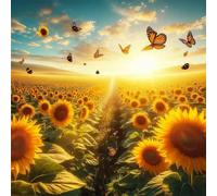 Puzzle Per Adulti 45x45 cm,500 pezzi puzzle per adulti, Regalo DIY Puzzles, Collezione Educativo Classico Creativo puzzles - Farfalla del campo di girasoli