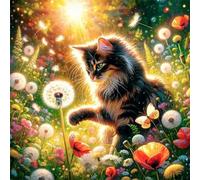 Puzzle Per Adulti 45x45 cm,500 pezzi puzzle per adulti, Regalo DIY Puzzles, Collezione Educativo Classico Creativo puzzles - Fiore Tarassaco Gatto