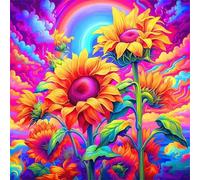 Puzzle Per Adulti 45x45 cm,500 pezzi puzzle per adulti, Regalo DIY Puzzles, Collezione Educativo Classico Creativo puzzles - Paesaggio di girasoli colorati