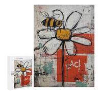 Puzzle Per Adulti 500 PCS Abstract Bee on Flower Art Print Puzzle Per Adolescenti Migliora La Memoria Difficile Da Completare Gioco Divertente Per Tutta La Famiglia 500 PCS