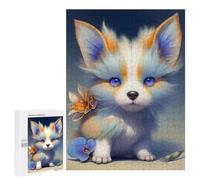 Puzzle Per Adulti 500 PCS Fantasy Fox with Flowers Puzzle Per Adolescenti Migliora La Memoria Difficile Da Completare Gioco Divertente Per Tutta La Famiglia 500 PCS