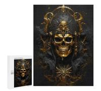 Puzzle Per Adulti 500 PCS Gold Skull with Crown Puzzle Per Adolescenti Giochi Rilassanti Regali Per Donne Regali Unici Per Compleanno E Natale 500 PCS
