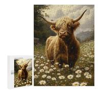 Puzzle Per Adulti 500 PCS Highland Cow in Daisy Field-2 Puzzle Per Adulti Puzzle Difficile Sfida Difficile E Sfida Rompicapo Giochi Per Famiglie 500 PCS