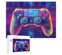 Puzzle Per Adulti 500 PCS Neon Gaming Controller Future Tech Puzzle Per Adulti Giochi Rilassanti Regali Per Donne Giochi Stimolanti Regali 500 PCS