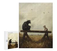 Puzzle Per Adulti 500 PCS Puzzle Bull And Mouse on Bench Puzzle Per Adulti Gioco Rompicapo Analisi E Logica Interazione Genitore-figlio 500 PCS