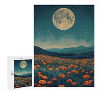 Puzzle Per Adulti 500 PCS Puzzle Full Moon Over Poppy Field Puzzle Per Adolescenti Taglio Di Precisione Interazione Genitore-figlio Bellissimo Gioco Di Design 500 PCS