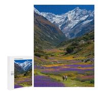 Puzzle Per Adulti 500 PCS Puzzle Mountain Valley with Flowers Puzzle Per Adolescenti Taglio Di Precisione Interazione Genitore-figlio Bellissimo Gioco Di Design 500 PCS