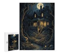 Puzzle Per Adulti 500 PCS Spooky Haunted House Scene-2 Puzzle Per Adolescenti Antistress Sfida Educativa Regali Di Natale E Compleanno 500 PCS
