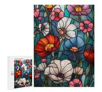 Puzzle Per Adulti 500 PCS Stained Glass Floral Panel-1 Puzzle Per Adulti I Puzzle Migliorano La Memoria Stimolanti Da Completare Regali Unici Per Compleanno E Natale 500 PCS